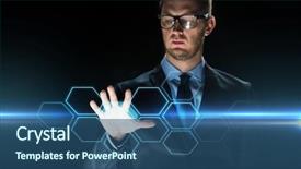  Presentation with laser light - Beautiful presentation featuring business people future technology network backdrop and a ocean colored foreground