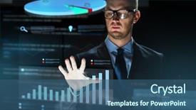  Presentation with economics - Amazing slide deck having business people future technology statistics backdrop and a ocean colored foreground