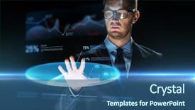  Presentation with futur - Slide set enhanced with business people future technology statistics background and a ocean colored foreground