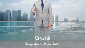  Presentation with partnership - Audience pleasing PPT theme consisting of business people gesture partnership and greeting concept - happy smiling businessman in suit shaking hand over city background backdrop and a gray colored foreground