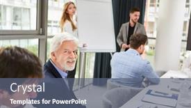  Presentation with business training - Slides having business-people-giving-a-presentation background and a ocean colored foreground