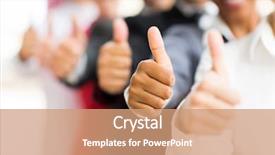  Presentation with giving - Colorful presentation enhanced with business people giving thumbs backdrop and a coral colored foreground