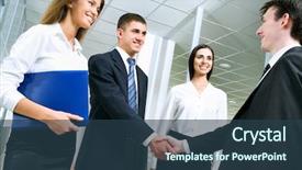  Presentation with lobby - Colorful slide deck enhanced with business people greet each other backdrop and a ocean colored foreground