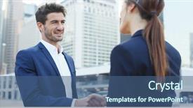  Presentation with business partner people joining hand - PPT layouts having business people greeting hand shaking background and a  colored foreground