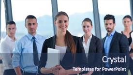  Presentation with team group yellow - Cool new PPT layouts with empresa familiar - business people group as team backdrop and a ocean colored foreground