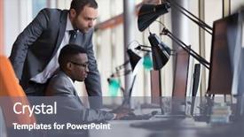  Presentation with small group working - Slides consisting of business people group have meeting background and a gray colored foreground