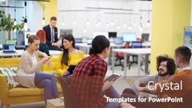  Presentation with business group meeting - Amazing theme having business-people-group-in-modern backdrop and a tawny brown colored foreground