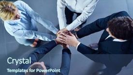 Presentation with group - Theme consisting of business people group joining hands background and a ocean colored foreground
