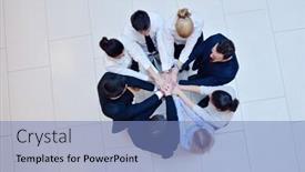  Presentation with team hands - Amazing presentation having severe weather - hail background close-up of window-sill backdrop and a  colored foreground.