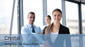  Presentation with business partner people joining hand - Amazing slide deck having population growth - world on a flat spinning backdrop and a  colored foreground.