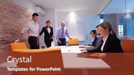  Presentation with senior adults - Slide deck with business people group with young adults and senior on meeting at modern bright office interior background and a tawny brown colored foreground