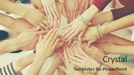  Presentation with people - Slides featuring business people hands top view background and a coral colored foreground