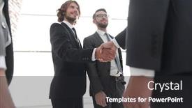  Presentation with how to deal hostile people - Slide set with business people handshaking after good background and a dark gray colored foreground