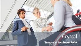  Presentation with inclusion - Slide deck enhanced with business-people-handshaking-with-colleague background and a gray colored foreground