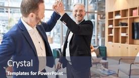  Presentation with fun - PPT theme having business-people-have-fun-playing background and a tawny brown colored foreground