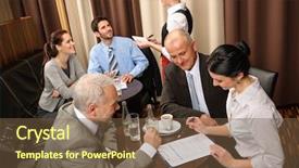  Presentation with company - Presentation design having business people having a company background and a  colored foreground