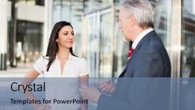  Presentation with people - Slides with business people having a conversation background and a  colored foreground