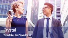  Presentation with talk - Presentation theme with business people having a talk background and a  colored foreground