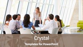  Presentation with board meeting - Amazing PPT theme having business people having board meeting backdrop and a violet colored foreground