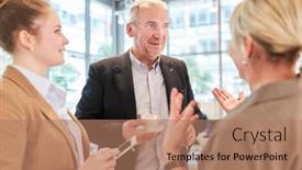  Presentation with business casual - Slides having business-people-having-casual background and a coral colored foreground