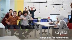  Presentation with racing - Slides with business-people-having-fun background and a gray colored foreground