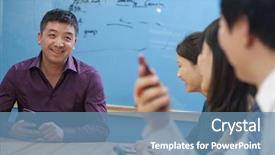  Presentation with board meeting - PPT theme consisting of business people having meeting background and a teal colored foreground