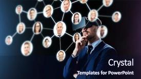  Presentation with augmented reality business - PPT theme enhanced with business people headhunting augmented reality background and a navy blue colored foreground
