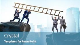  Presentation with helping - Presentation theme enhanced with business-people-helping-to-go background and a teal colored foreground