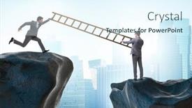  Presentation with helping - Slide deck featuring business-people-helping-to-go background and a sky blue colored foreground