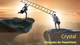  Presentation with helping - Presentation theme consisting of business-people-helping-to-go background and a violet colored foreground