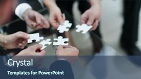  Presentation with jigsaw - Audience pleasing slides consisting of business people holding jigsaw puzzle backdrop and a ocean colored foreground