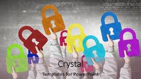  Presentation with holding people in hands - PPT layouts having business people holding locker sign background and a coral colored foreground