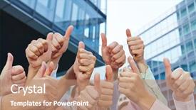  Presentation with outdoors - Slides with business people holding their thumbs background and a coral colored foreground
