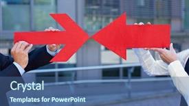  Presentation with two people holding hands - Slide deck featuring business people holding two red background and a ocean colored foreground