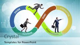  Presentation with organisation - PPT theme enhanced with business-people-in-5s-workplace background and a light blue colored foreground