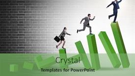  Presentation with economy - Colorful PPT theme enhanced with business-people-in-a-collapsing backdrop and a seafoam green colored foreground