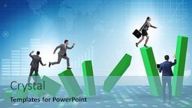  Presentation with economy - Slides enhanced with business-people-in-a-collapsing background and a light blue colored foreground