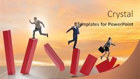  Presentation with economy - Amazing PPT theme having business-people-in-a-collapsing backdrop and a lemonade colored foreground