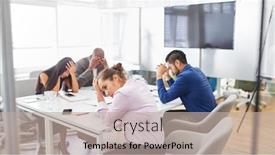  Presentation with bankruptcy - Presentation theme with business-people-in-a-crisis background and a mint green colored foreground