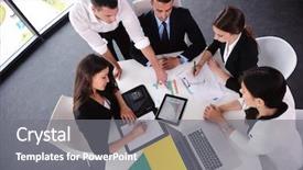  Presentation with group of happy couples - Colorful PPT theme enhanced with business people in a meeting backdrop and a gray colored foreground