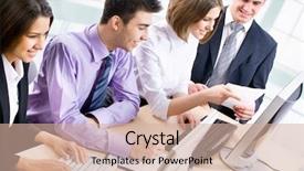  Presentation with multi ethnic group - Beautiful slides featuring business people in a meeting backdrop and a  colored foreground