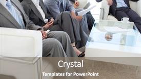  Presentation with interview - Presentation enhanced with business people in a waiting background and a gray colored foreground