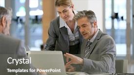  Presentation with project management - Cool new slide set with business people in a work backdrop and a gray colored foreground