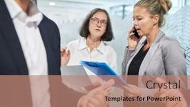  Presentation with team planning - Presentation theme consisting of business-people-in-business-start background and a coral colored foreground