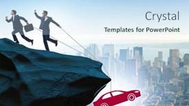  Presentation with loan car - Slides enhanced with business-people-in-car-loan background and a sky blue colored foreground