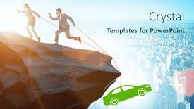  Presentation with loan car - Slide set with business-people-in-car-loan background and a cool aqua colored foreground