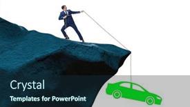  Presentation with loan car - Presentation theme with business-people-in-car-loan background and a navy blue colored foreground