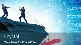  Presentation with business loan - Presentation design enhanced with business-people-in-car-loan background and a ocean colored foreground