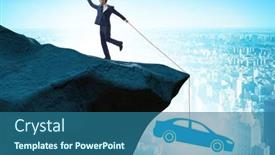  Presentation with loan car - PPT theme having business-people-in-car-loan background and a ocean colored foreground