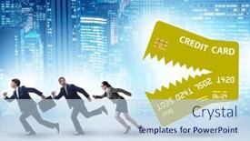  Presentation with business card - Presentation theme featuring business-people-in-credit-card background and a light blue colored foreground